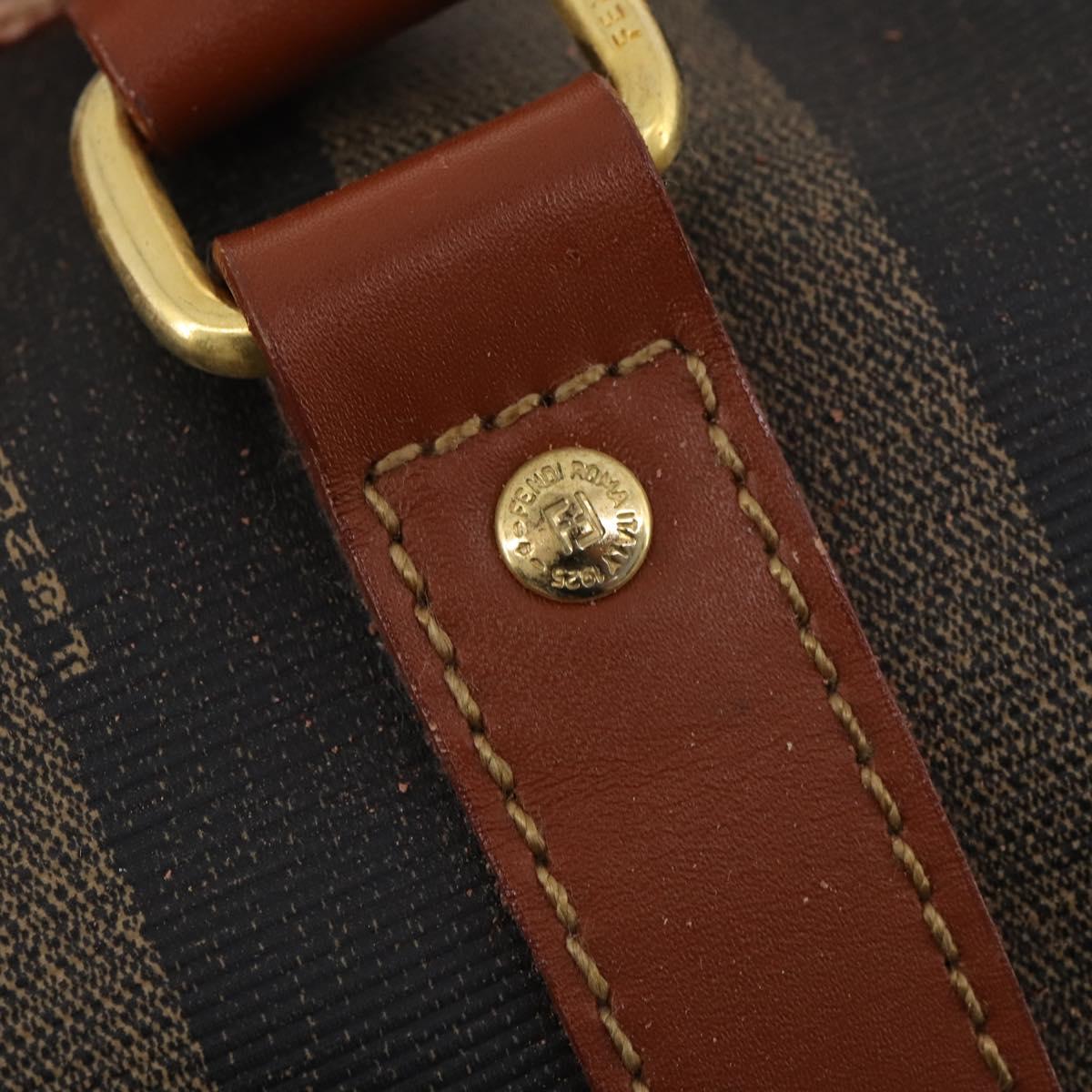 FENDI Pecan Canvas Boston Bag PVC 2way Black Brown Auth 183971
