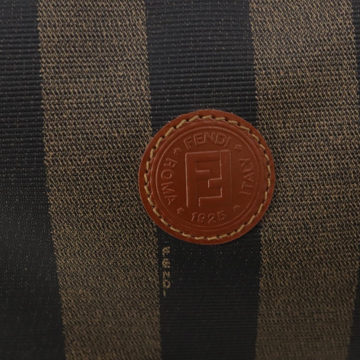 FENDI Pecan Canvas Boston Bag PVC 2way Black Brown Auth 183971