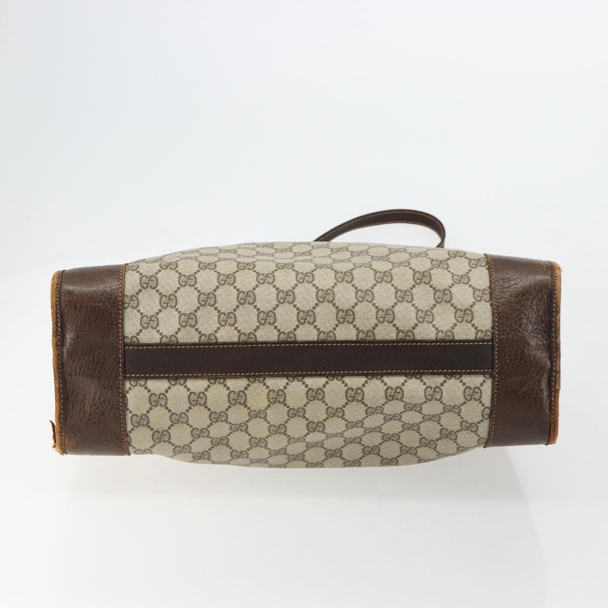 GUCCI GG Supreme Hand Bag PVC 2way Beige Gold Auth 183973