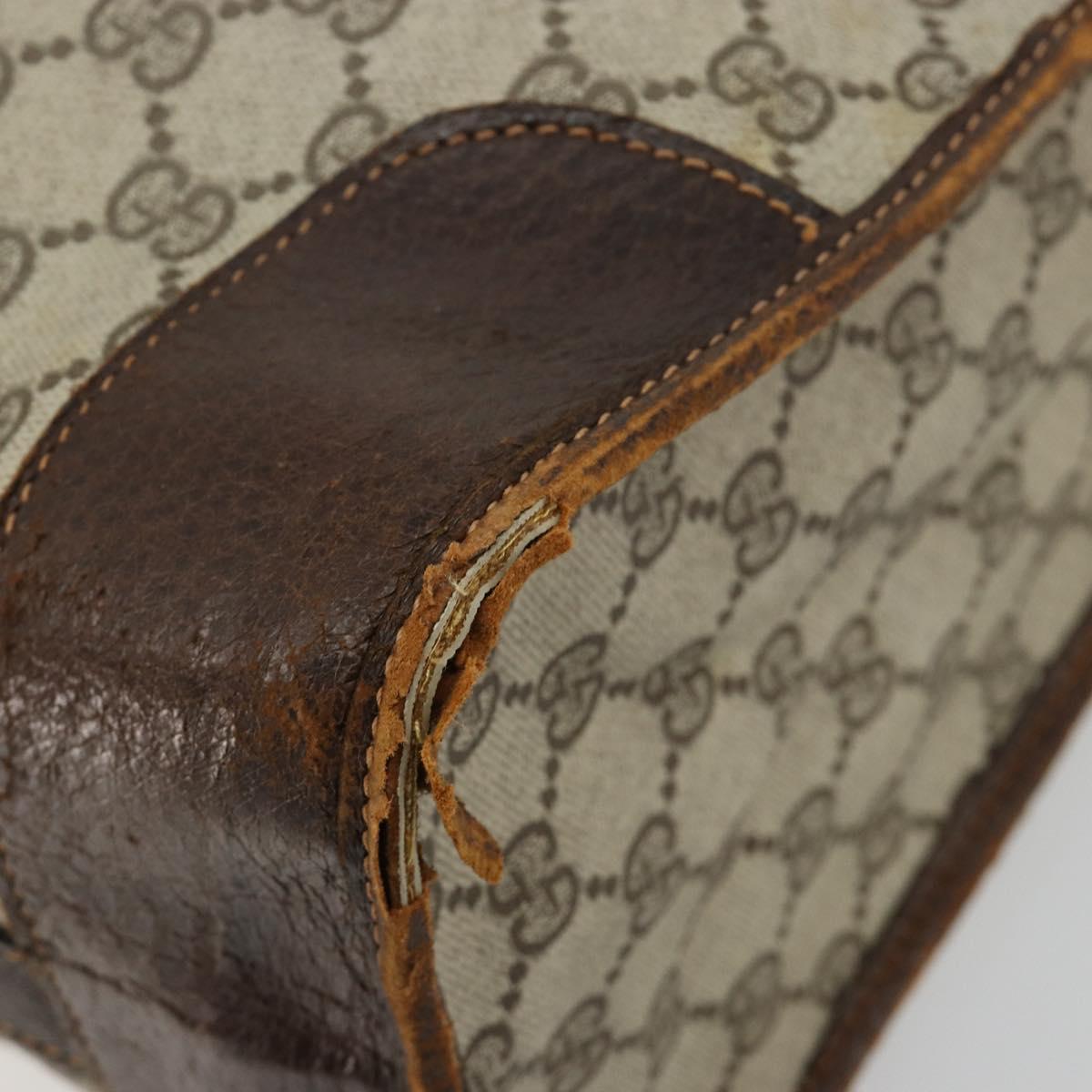GUCCI GG Supreme Hand Bag PVC 2way Beige Gold Auth 183973