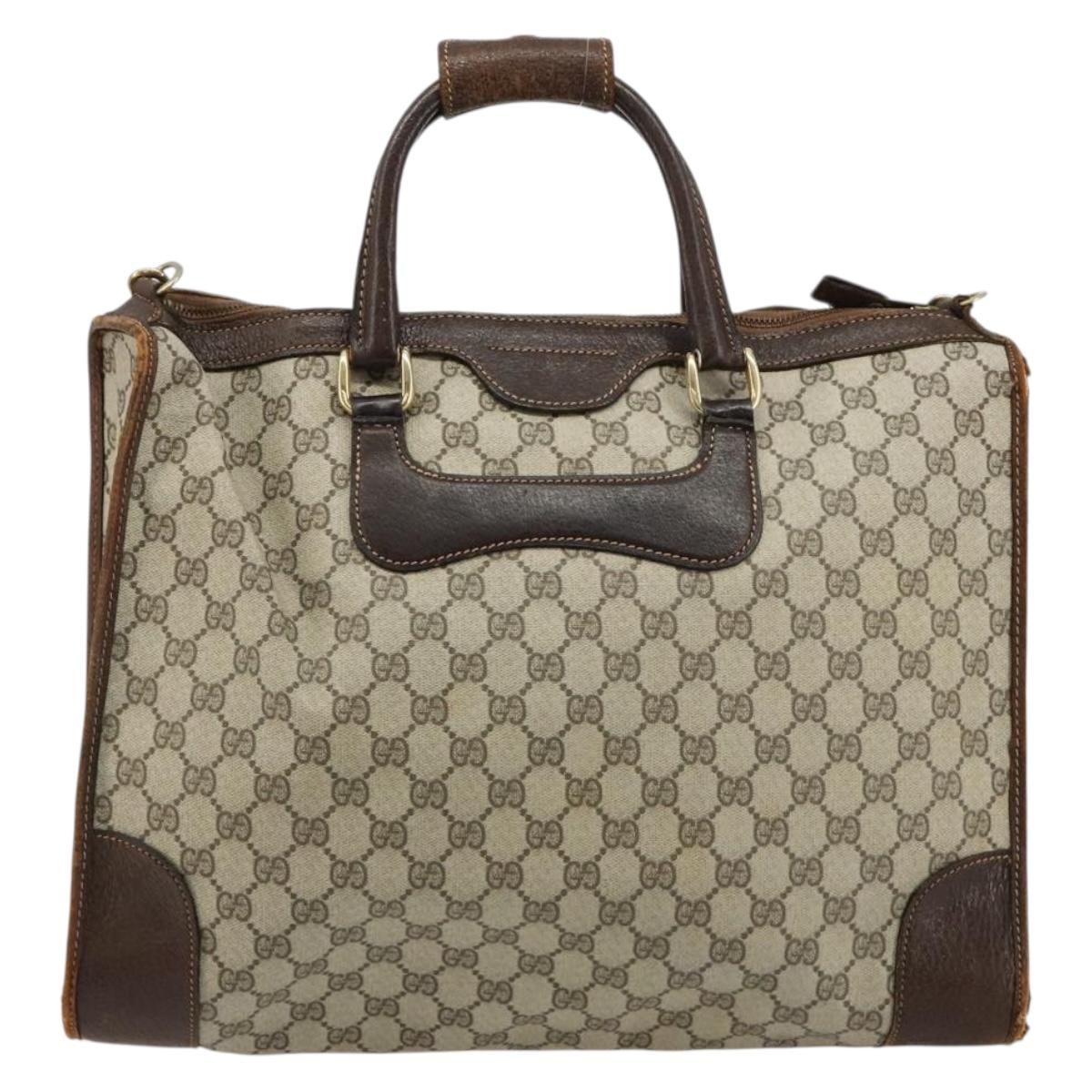 GUCCI GG Supreme Hand Bag PVC 2way Beige Gold Auth 183973