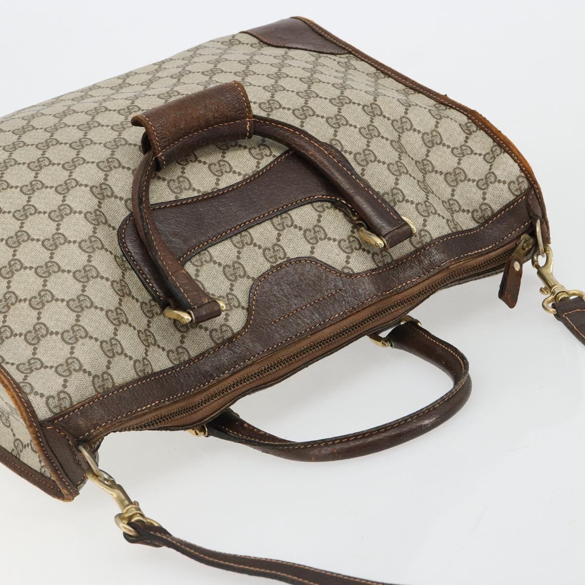 GUCCI GG Supreme Hand Bag PVC 2way Beige Gold Auth 183973
