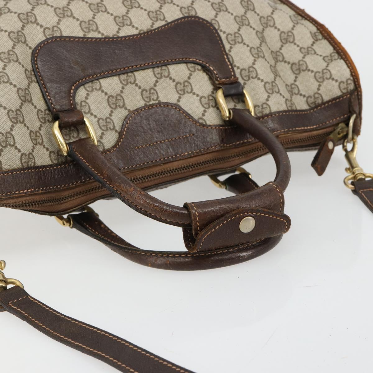 GUCCI GG Supreme Hand Bag PVC 2way Beige Gold Auth 183973
