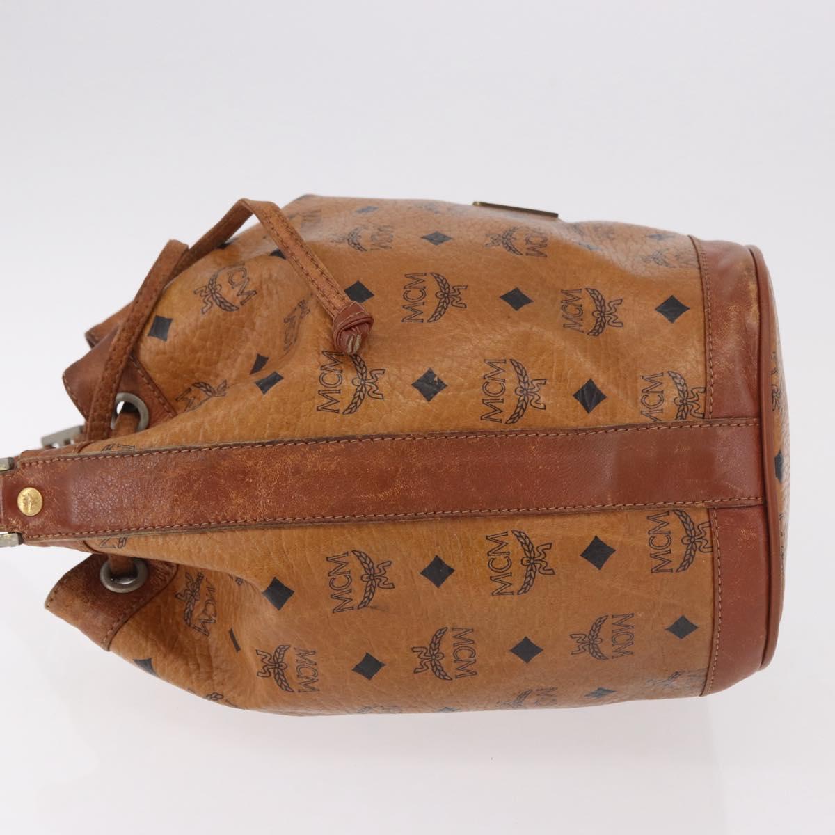 MCM Vicetos Logogram Shoulder Bag PVC Leather Brown Gold Auth 183974