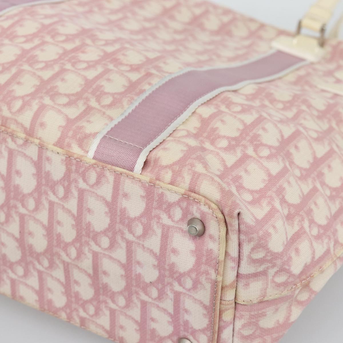 Christian Dior Trotter Canvas Tote Bag PVC Pink Silver Auth 183975