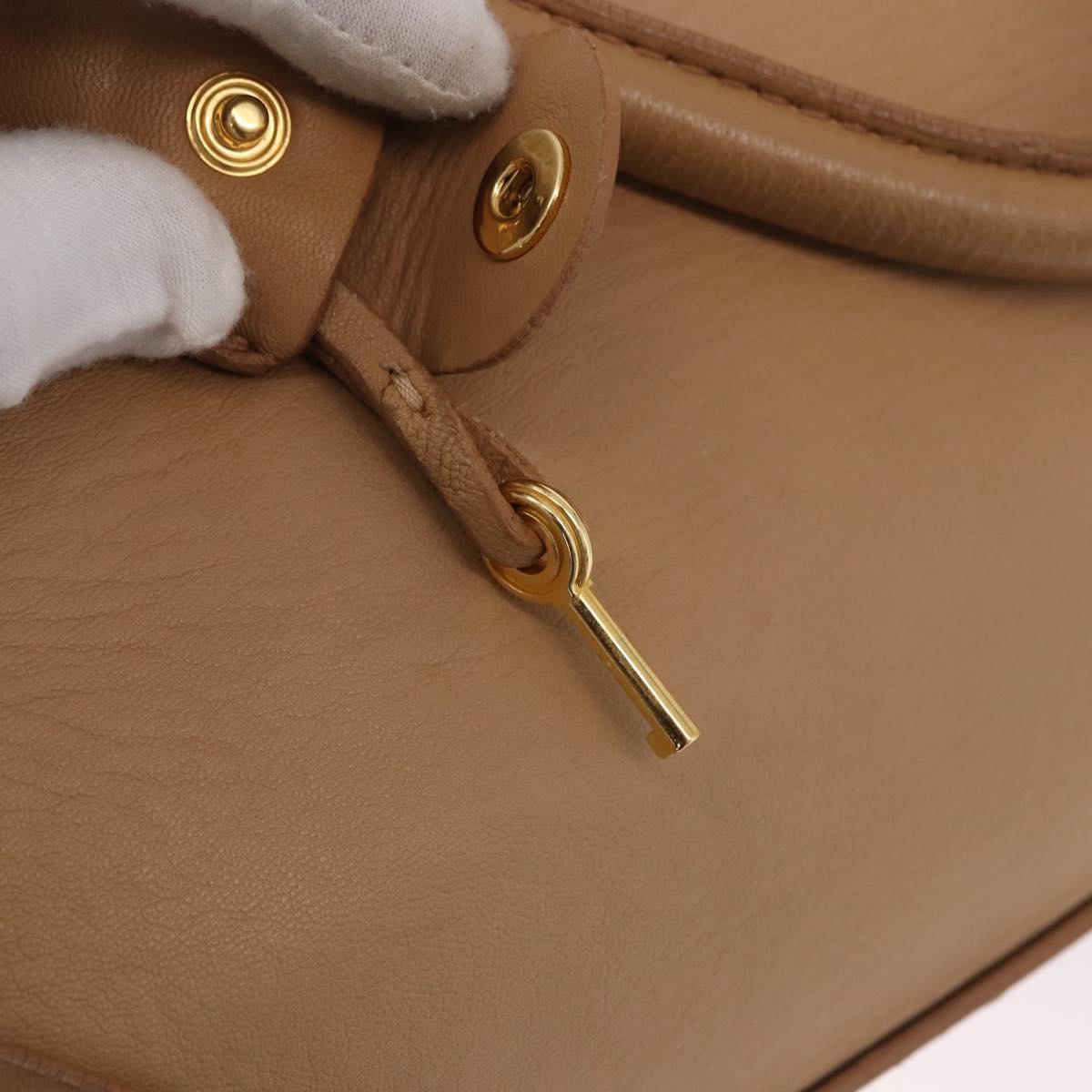 Miu Miu Hand Bag Leather 2way Beige Gold Auth 183976A