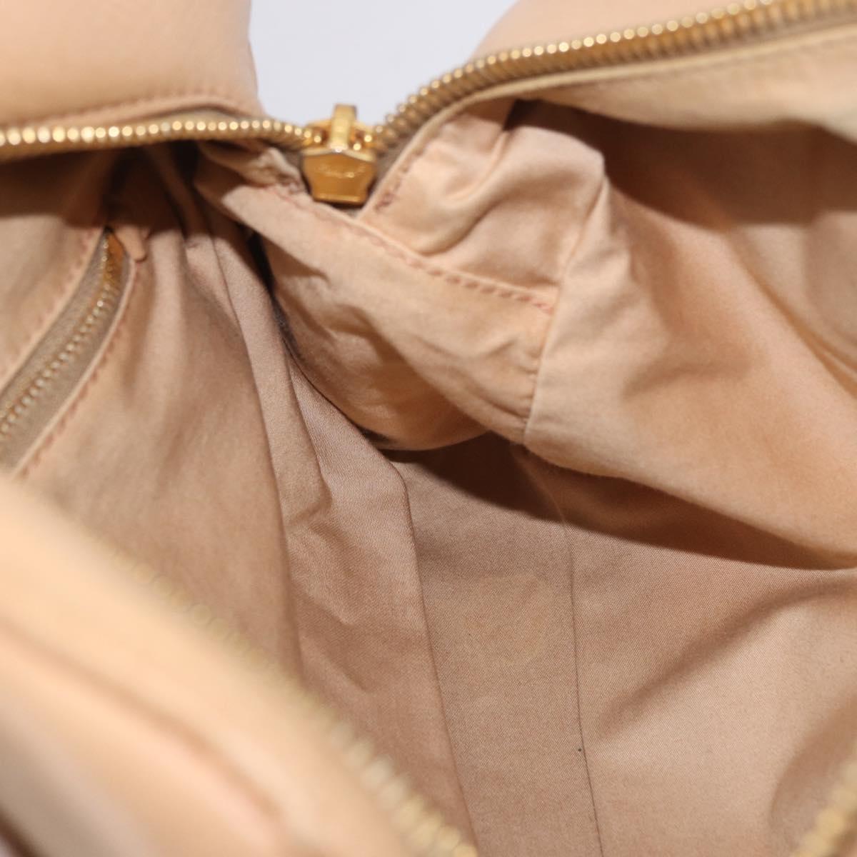 Miu Miu Hand Bag Leather 2way Beige Gold Auth 183976A