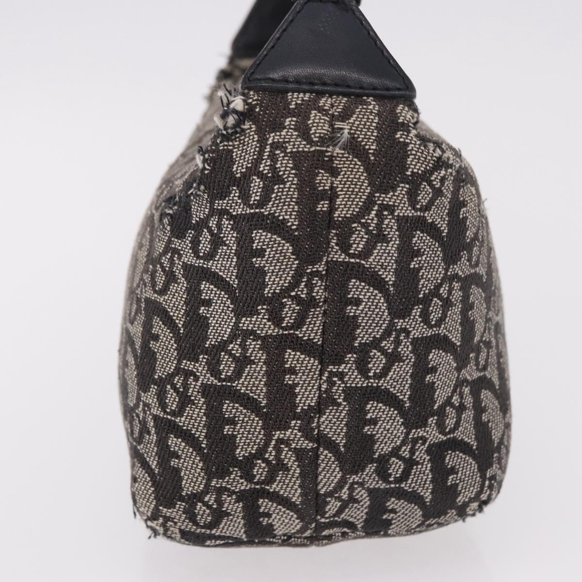 Christian Dior Trotter Canvas Hand Bag Black Silver Auth 183978