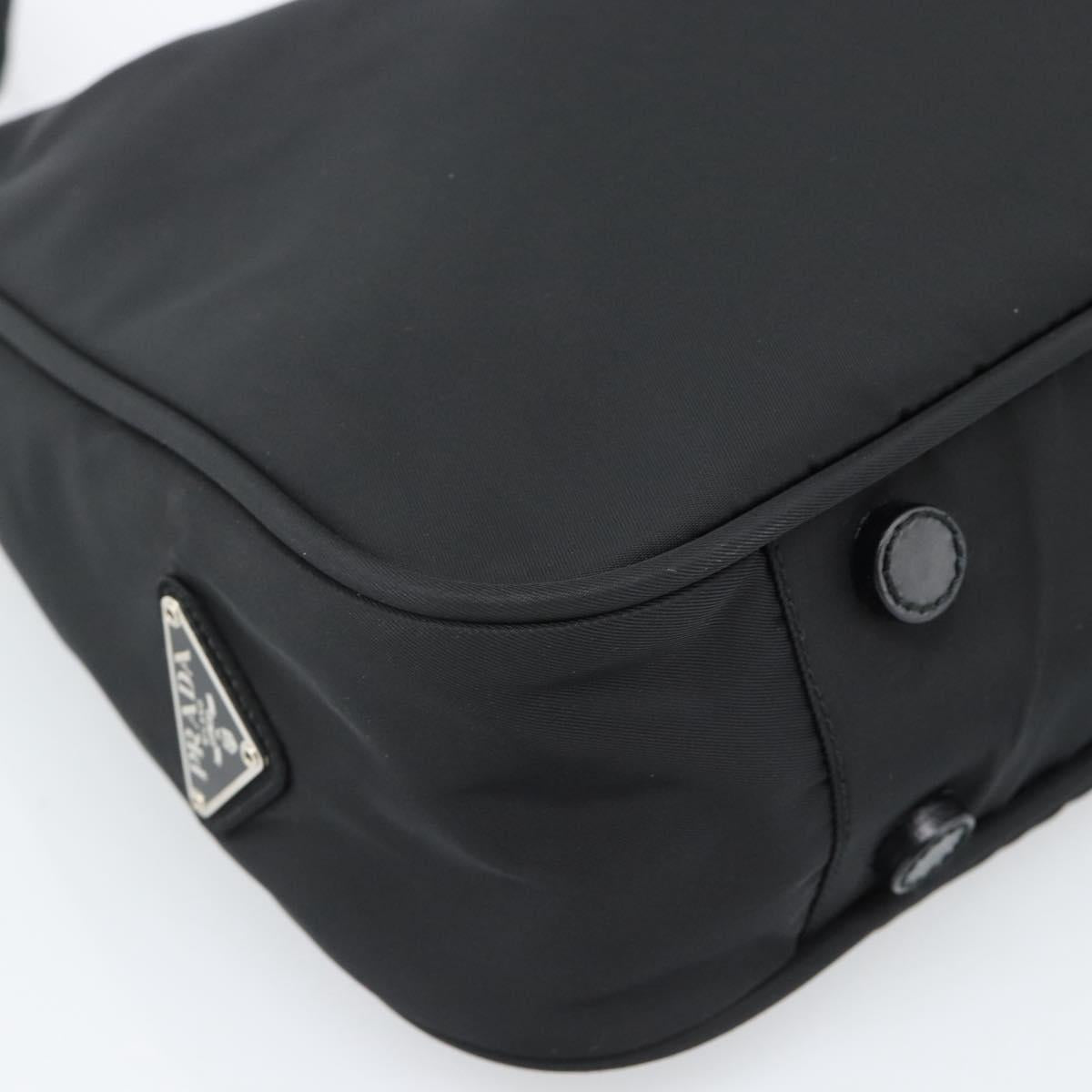 PRADA Shoulder Bag Nylon Black Silver Auth 183980