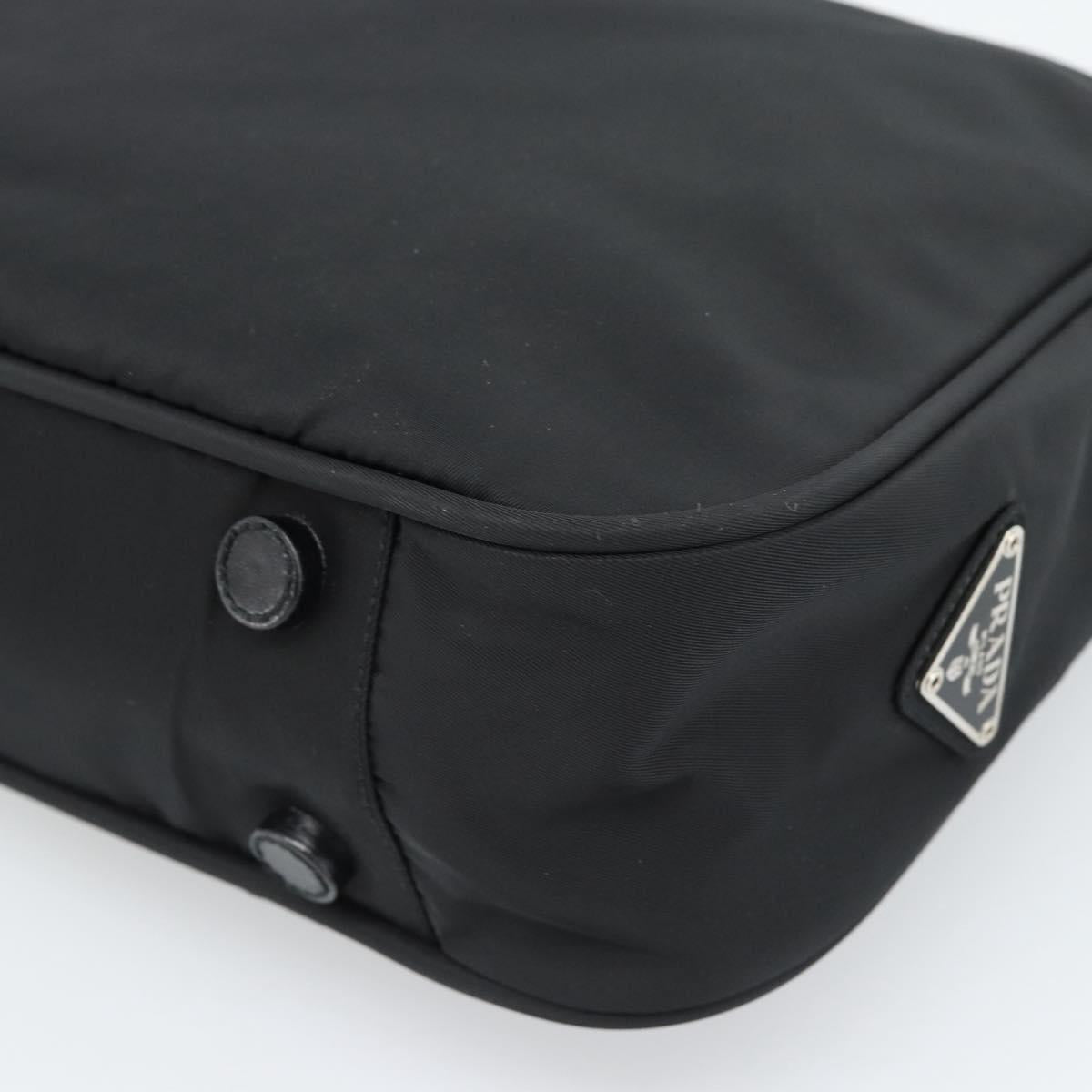 PRADA Shoulder Bag Nylon Black Silver Auth 183980