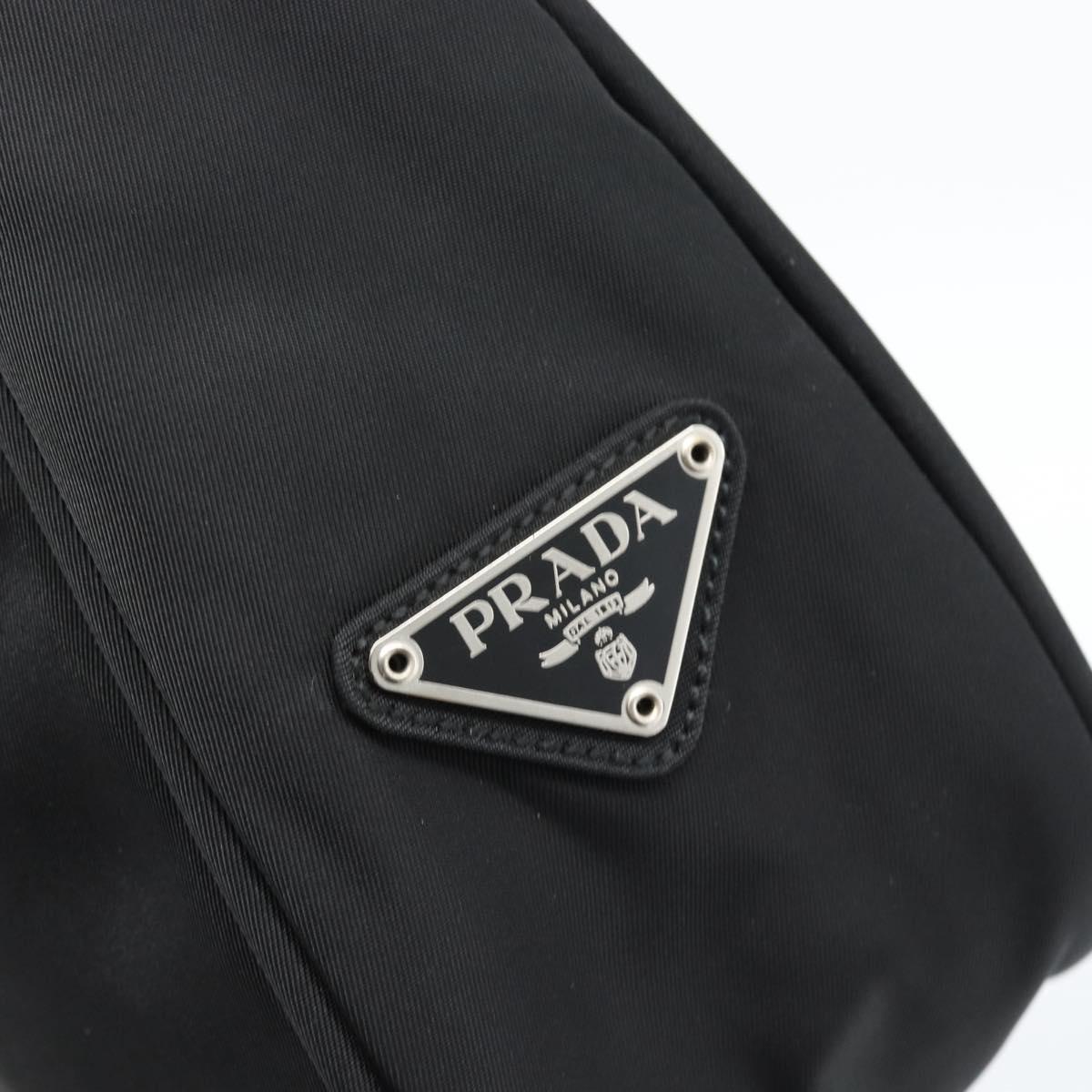 PRADA Shoulder Bag Nylon Black Silver Auth 183980