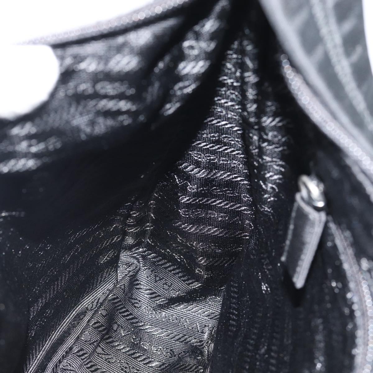 PRADA Shoulder Bag Nylon Black Silver Auth 183980