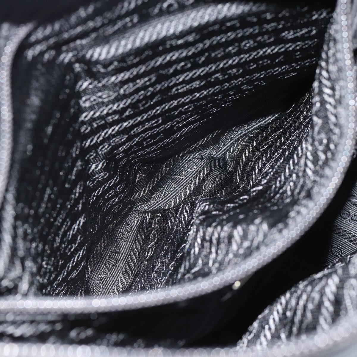 PRADA Shoulder Bag Nylon Black Silver Auth 183980