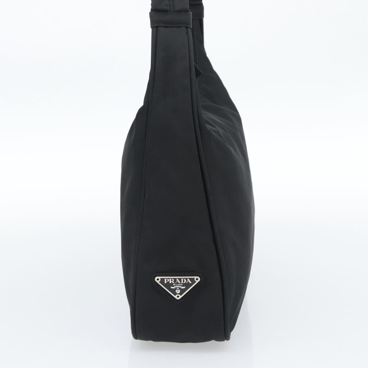 PRADA Shoulder Bag Nylon Black Silver Auth 183980