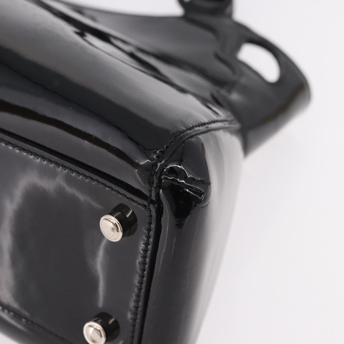 CARTIER Marcello Hand Bag Patent Leather Black Silver Auth 183983A