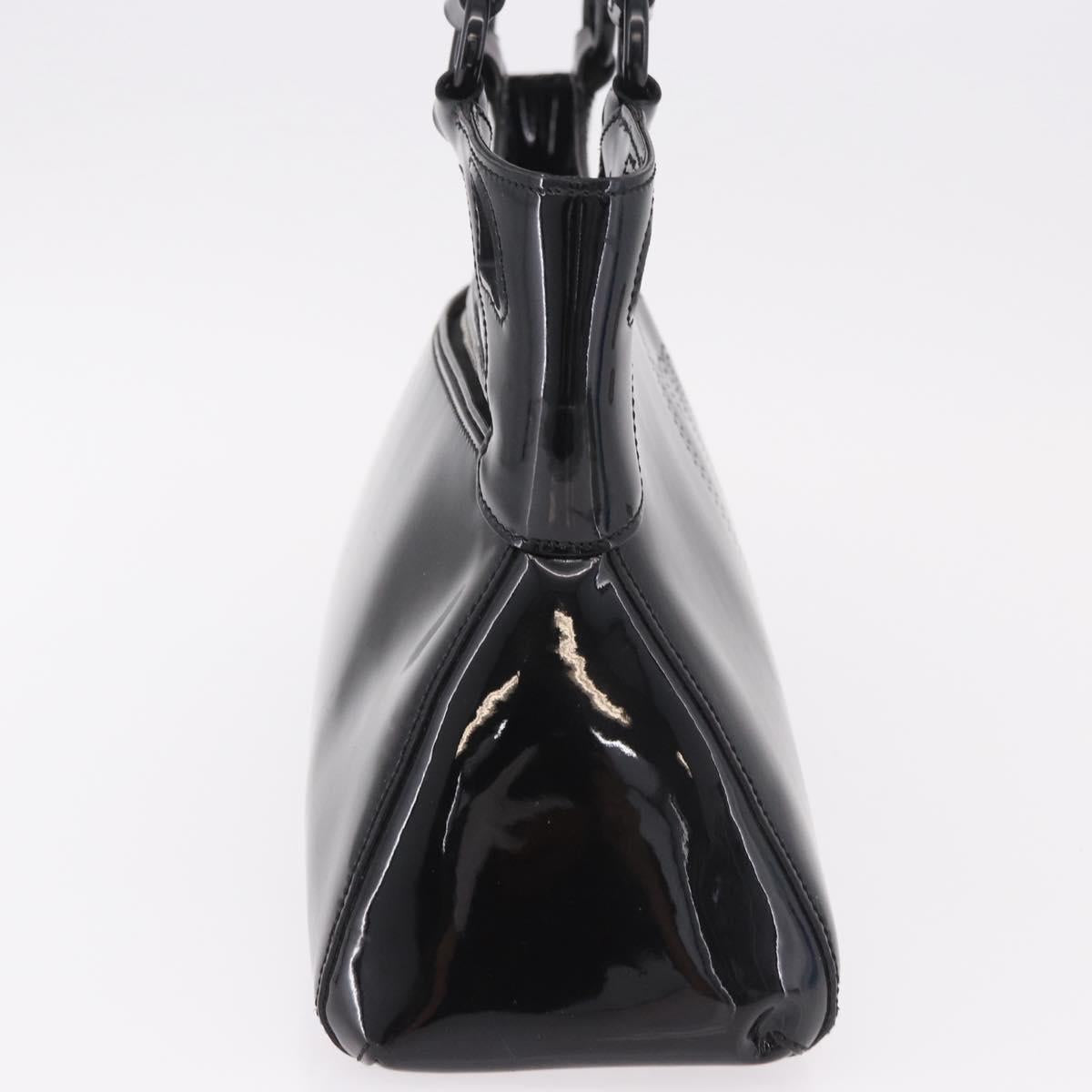 CARTIER Marcello Hand Bag Patent Leather Black Silver Auth 183983A