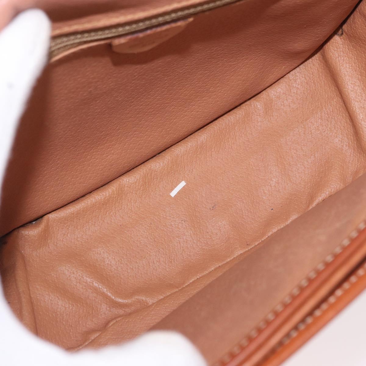 CELINE Macadam Canvas Shoulder Bag PVC Leather Brown Gold Auth 183989