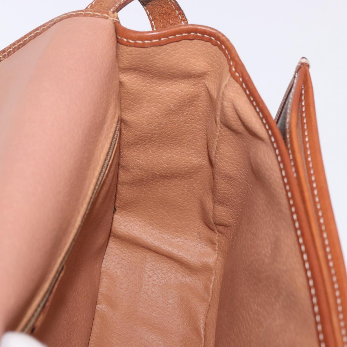 CELINE Macadam Canvas Shoulder Bag PVC Leather Brown Gold Auth 183989