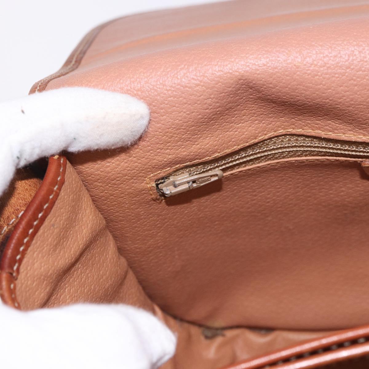 CELINE Macadam Canvas Shoulder Bag PVC Leather Brown Gold Auth 183989