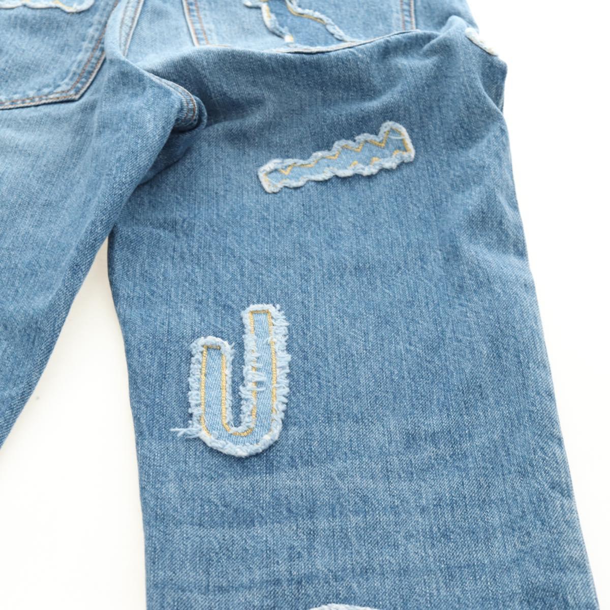CHANEL Pants Denim Blue CC Auth 183991V