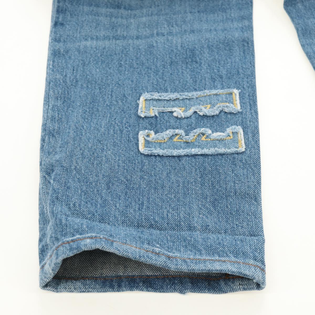 CHANEL Pants Denim Blue CC Auth 183991V