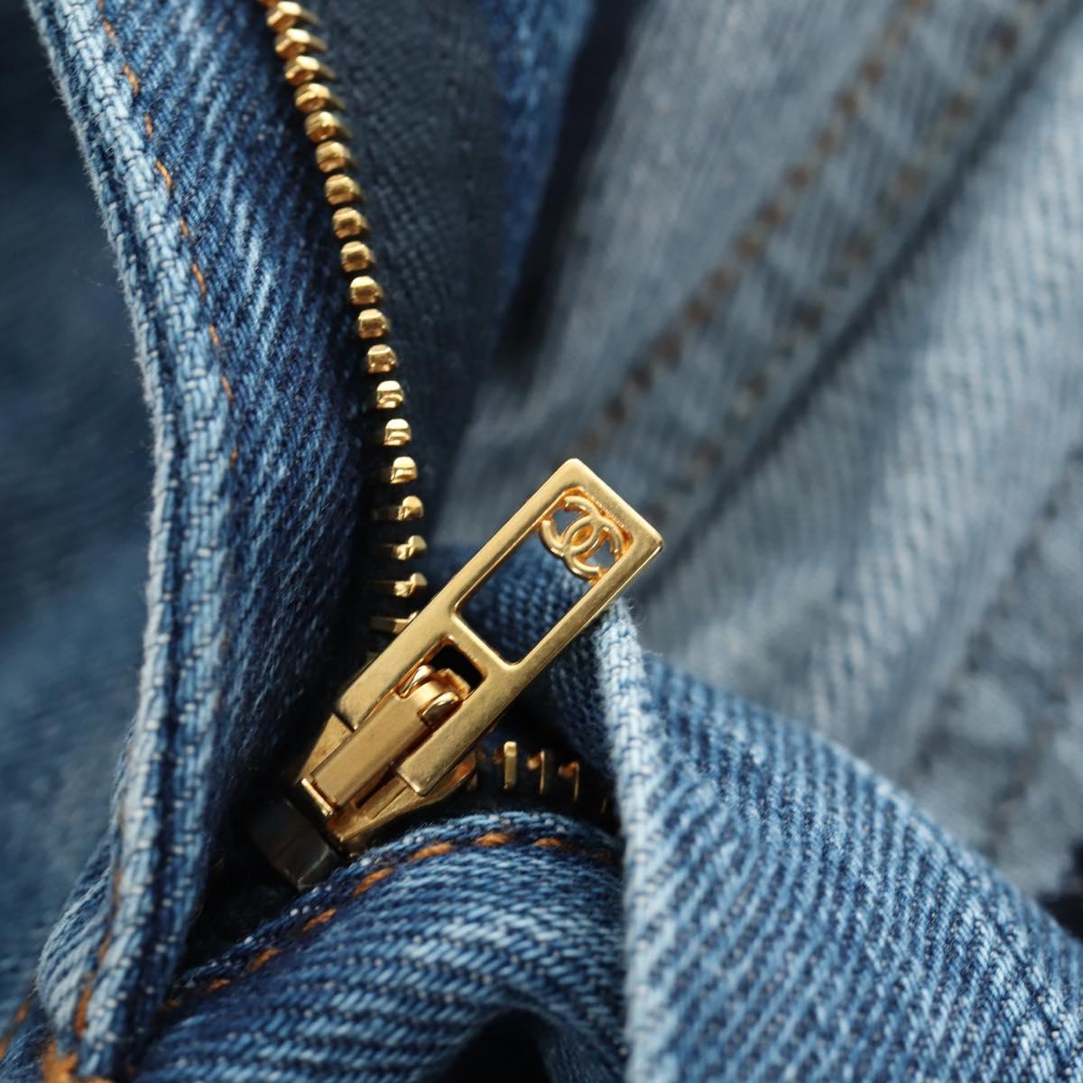CHANEL Pants Denim Blue CC Auth 183991V