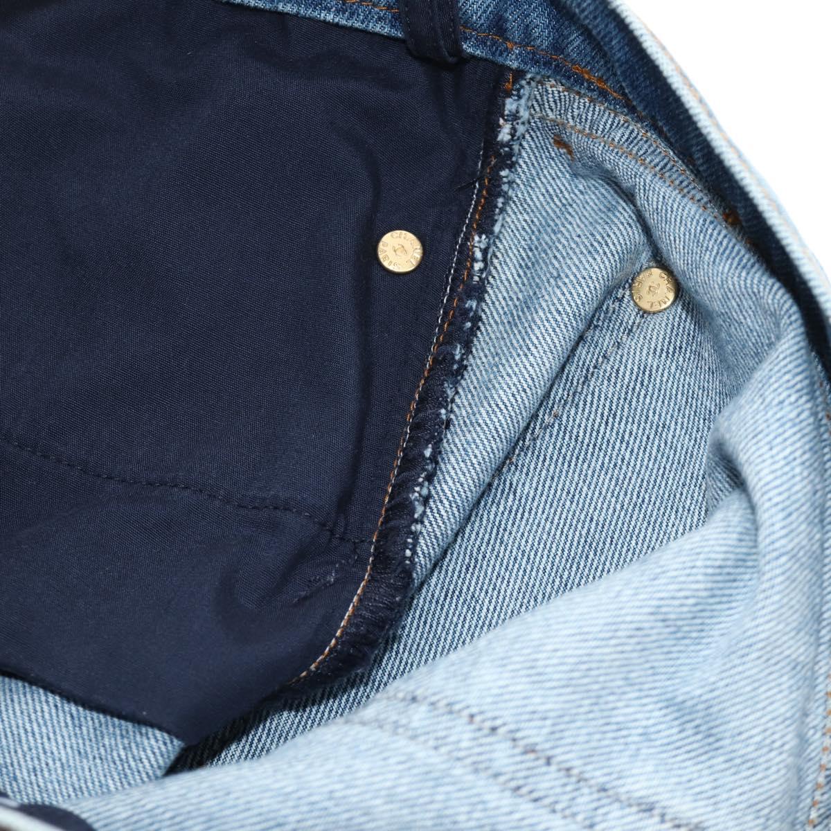 CHANEL Pants Denim Blue CC Auth 183991V