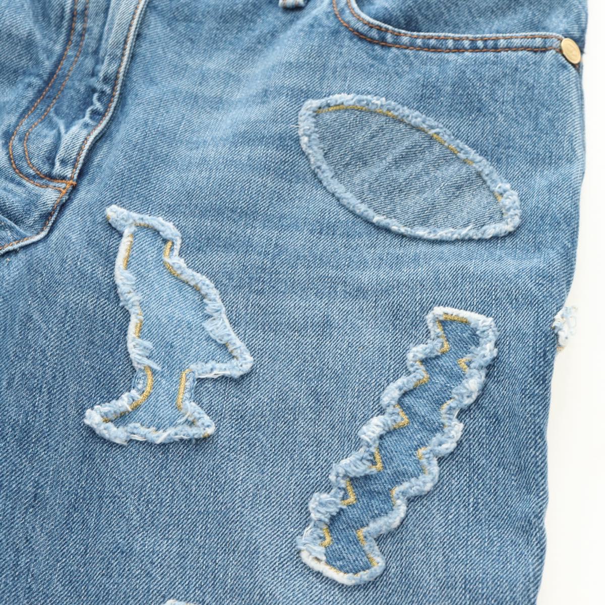 CHANEL Pants Denim Blue CC Auth 183991V