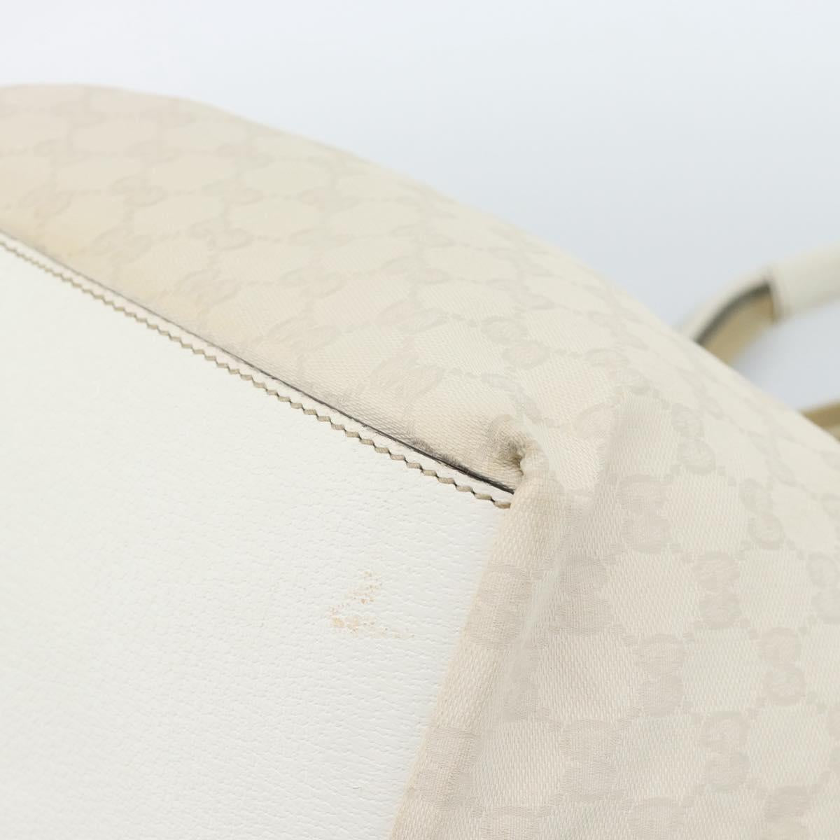GUCCI GG Canvas Sherry Line Hand Bag White Gold 131230 Auth 183994