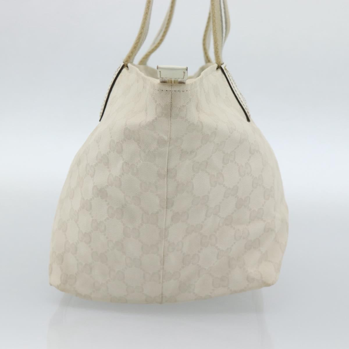 GUCCI GG Canvas Sherry Line Hand Bag White Gold 131230 Auth 183994