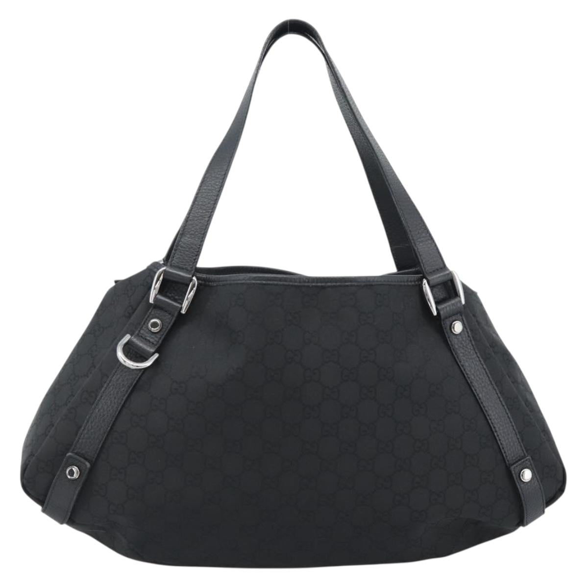 GUCCI GG Canvas Abbey Tote Bag Black Silver 293578 Auth 183995V
