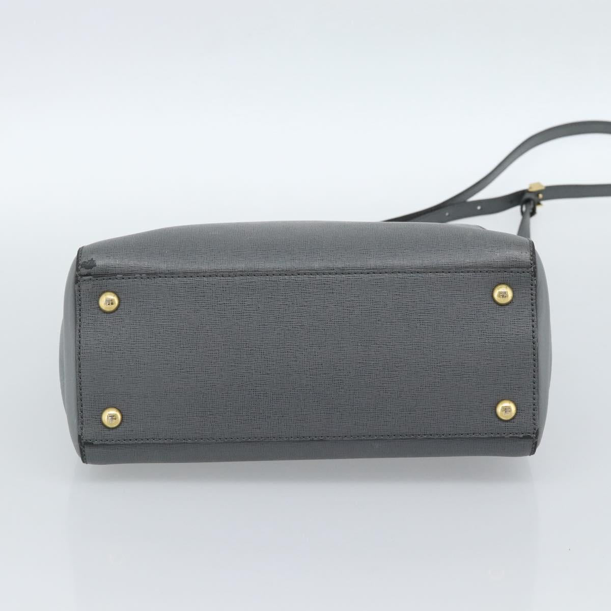 FENDI To joule Hand Bag Leather 2way Gray Gold Auth 183996