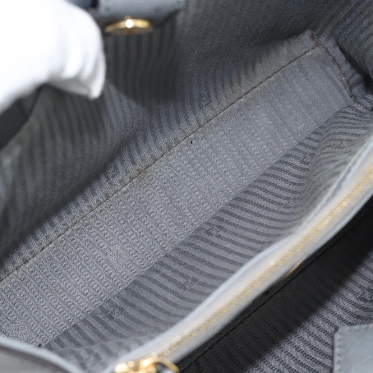 FENDI To joule Hand Bag Leather 2way Gray Gold Auth 183996