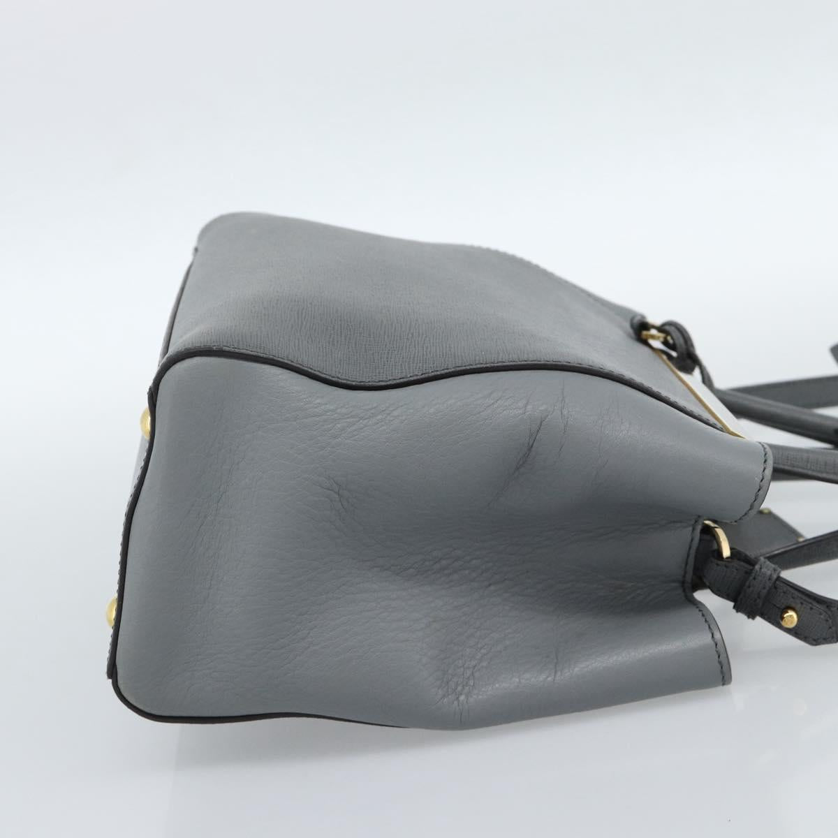FENDI To joule Hand Bag Leather 2way Gray Gold Auth 183996