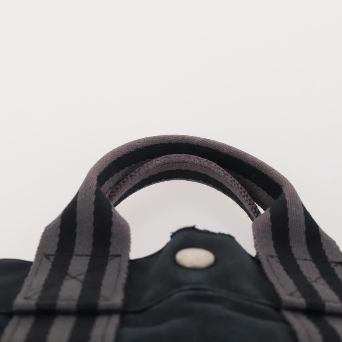 HERMES Fourre Tout Hand Bag Cotton 2 Set Black Navy Auth 184001