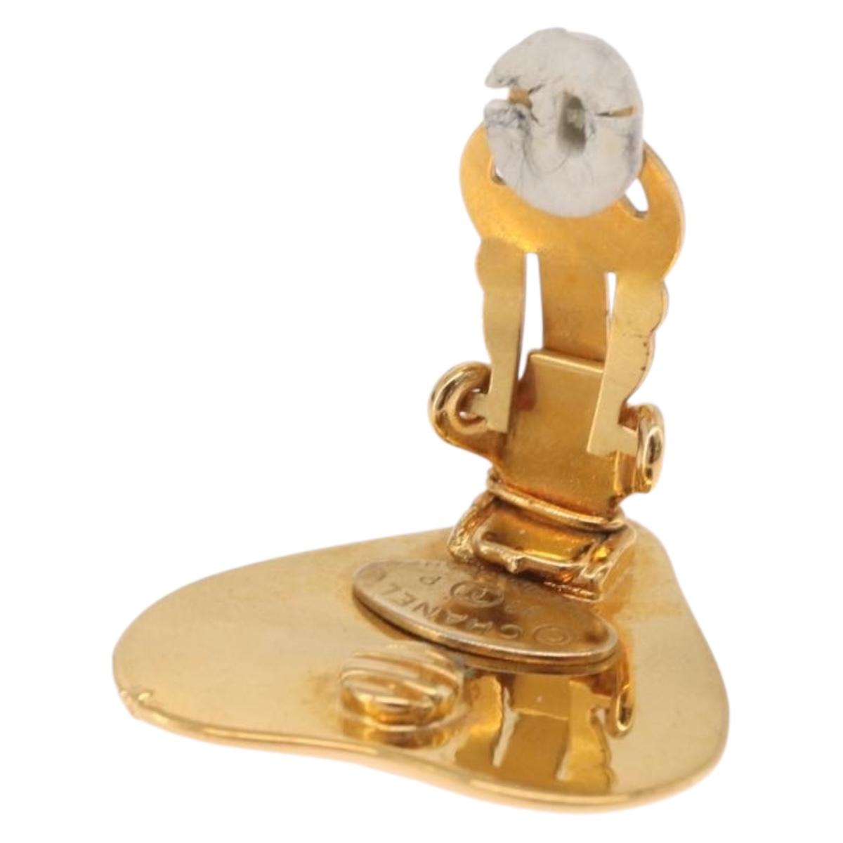 CHANEL Earring metal Gold Tone CC Auth 184006V