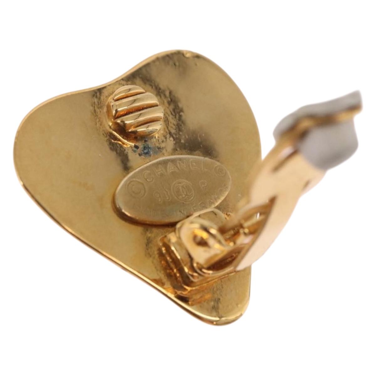 CHANEL Earring metal Gold Tone CC Auth 184006V