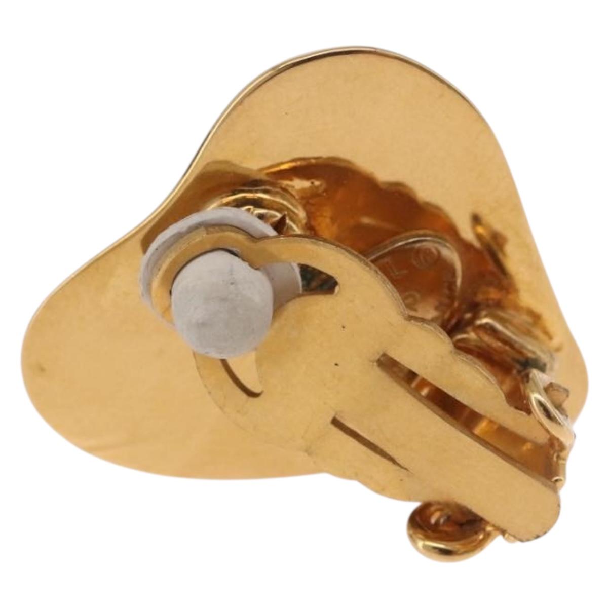 CHANEL Earring metal Gold Tone CC Auth 184006V