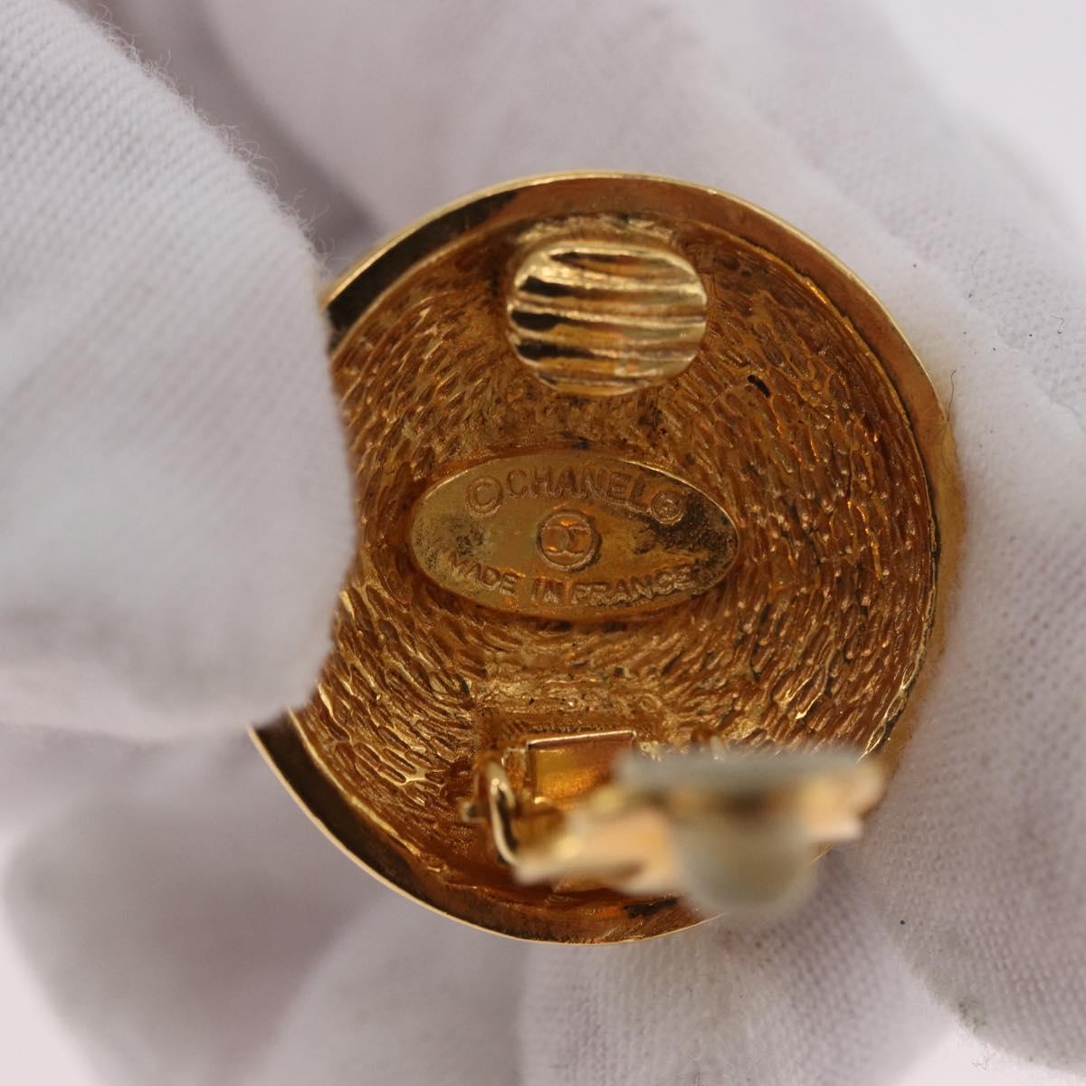 CHANEL Earring metal Gold Tone CC Auth 184007V
