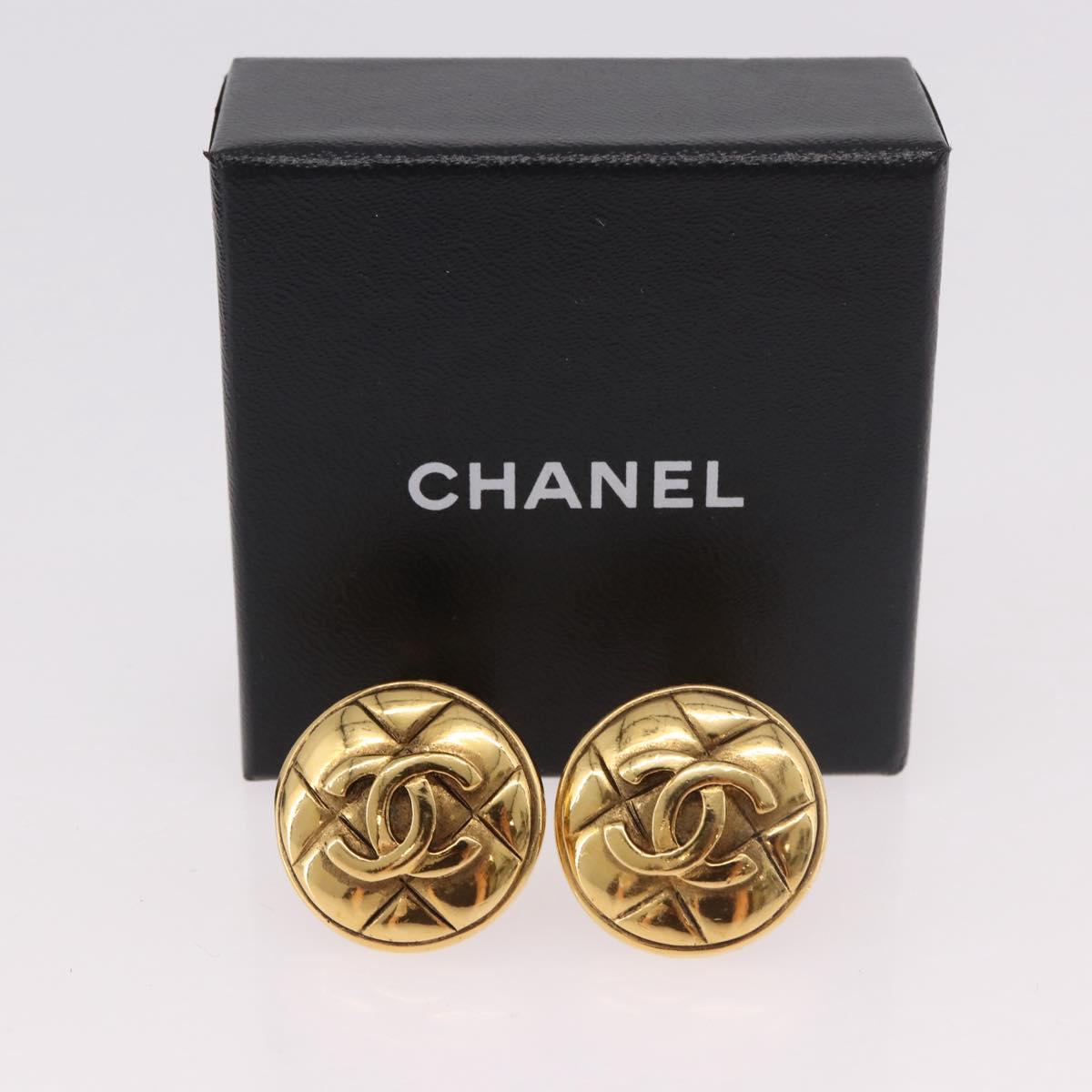 CHANEL Earring metal Gold Tone CC Auth 184007V