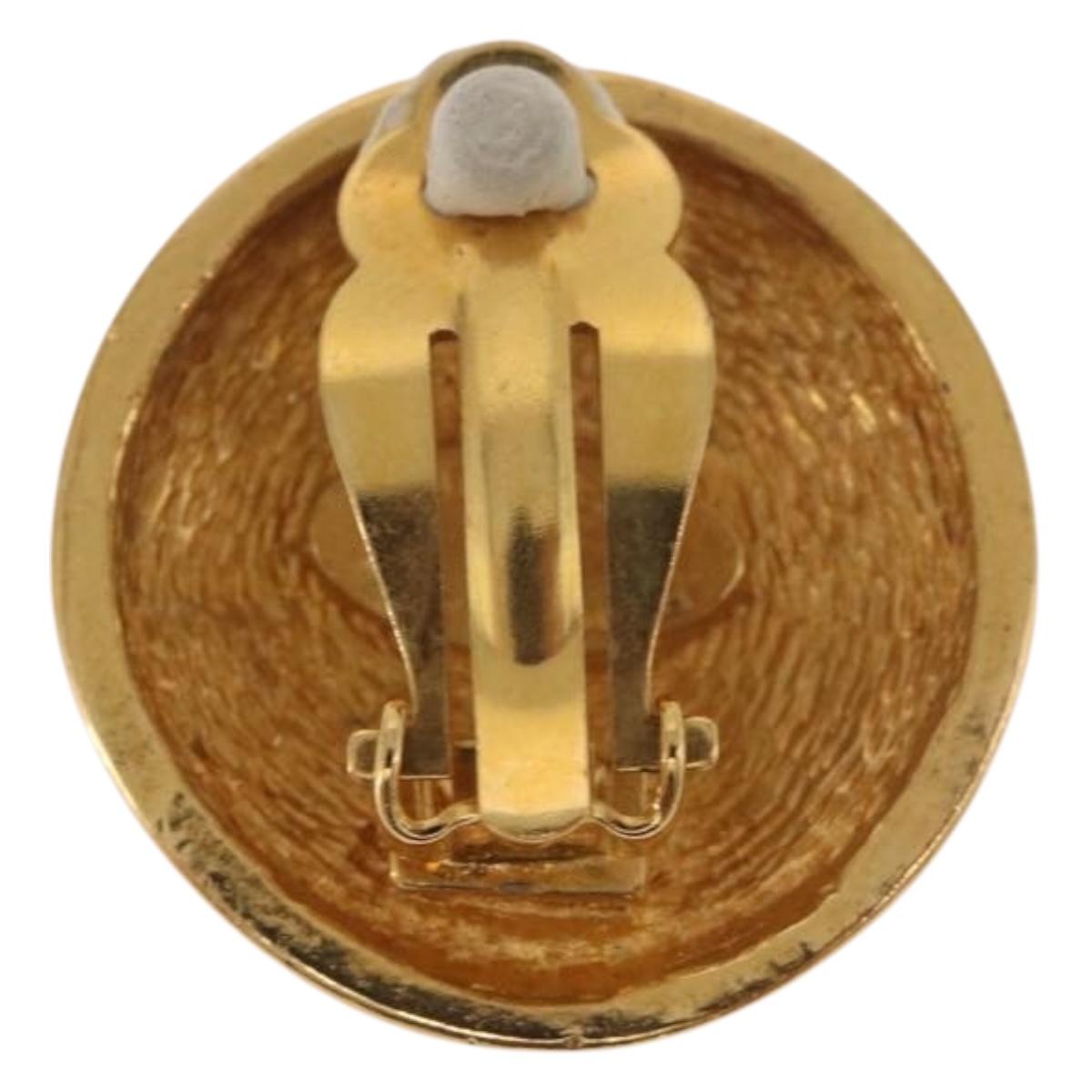 CHANEL Earring metal Gold Tone CC Auth 184007V