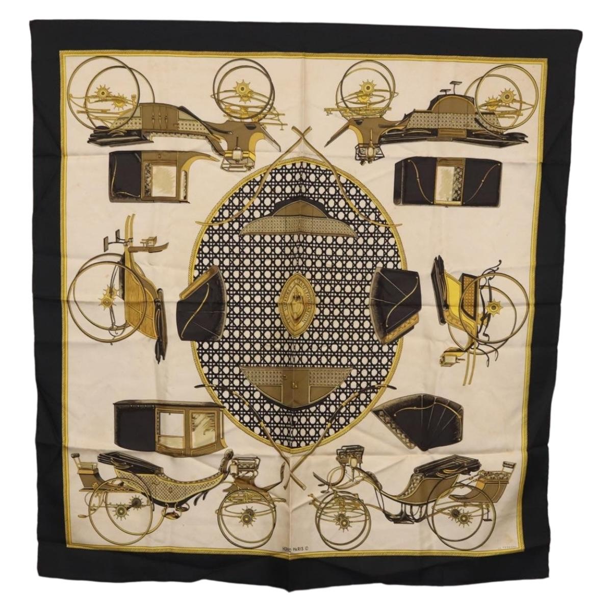 HERMES Carre 90 Scarf Silk Black Auth 184026