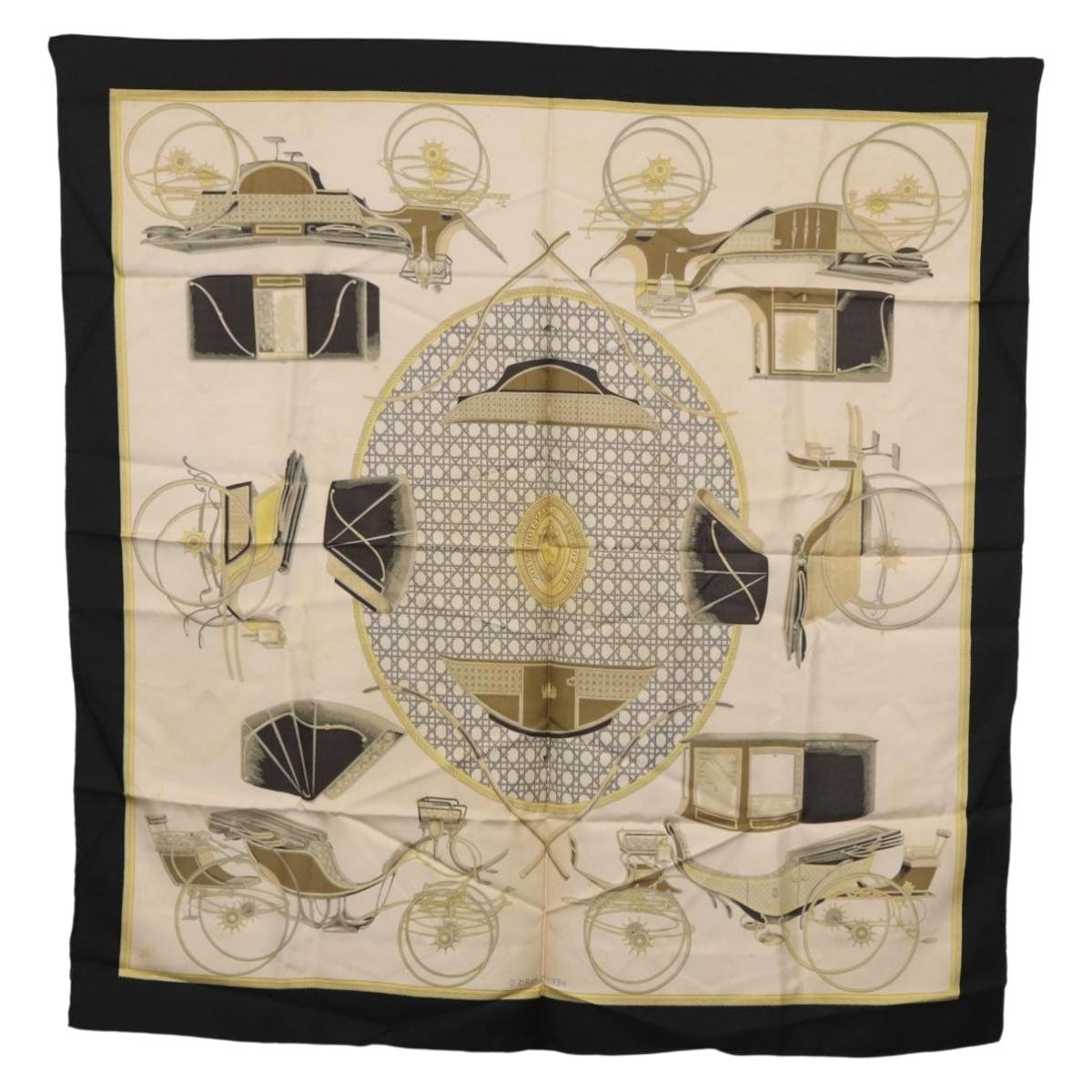HERMES Carre 90 Scarf Silk Black Auth 184026