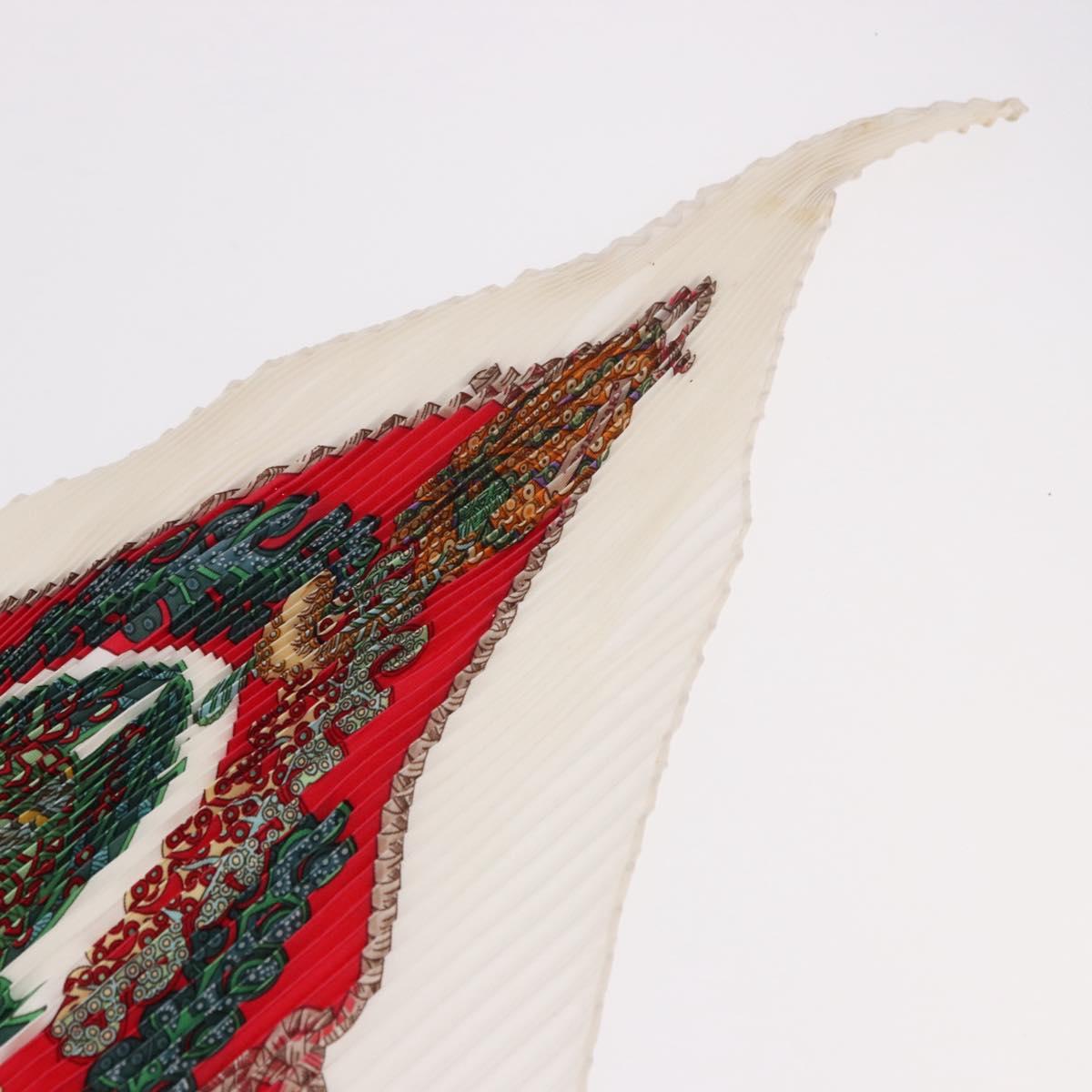 HERMES Pleated Carre Scarf Silk White Auth 184041