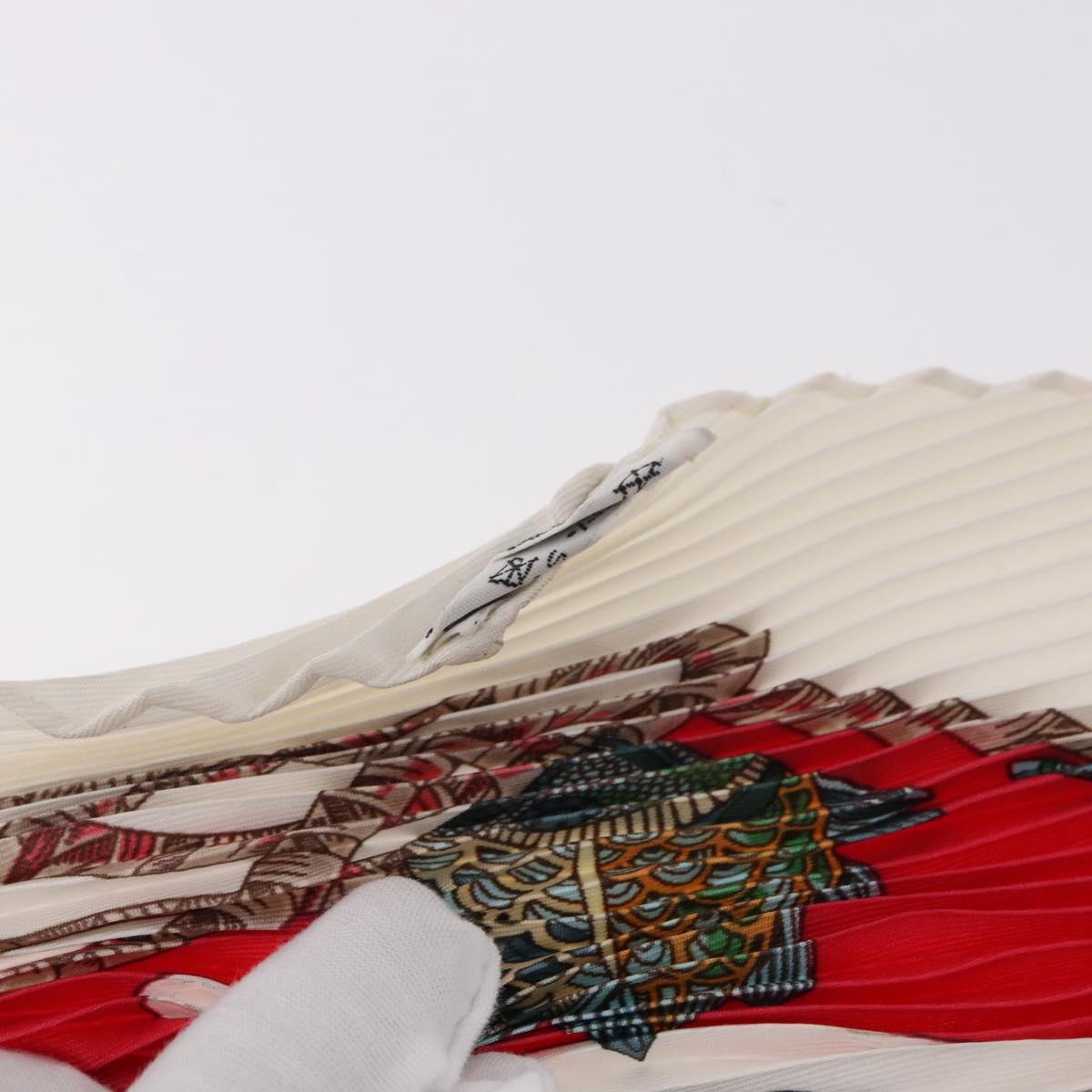 HERMES Pleated Carre Scarf Silk White Auth 184041