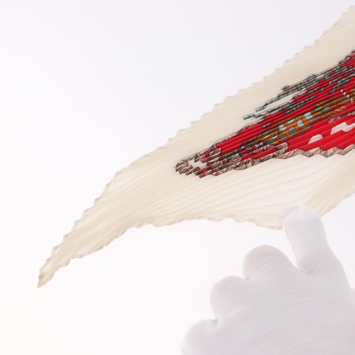 HERMES Pleated Carre Scarf Silk White Auth 184041