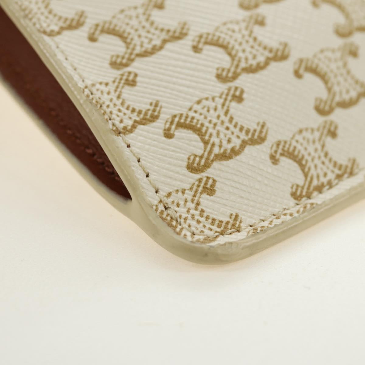 CELINE Triomphe Shoulder Pouch Shoulder Bag PVC White Auth 184044V