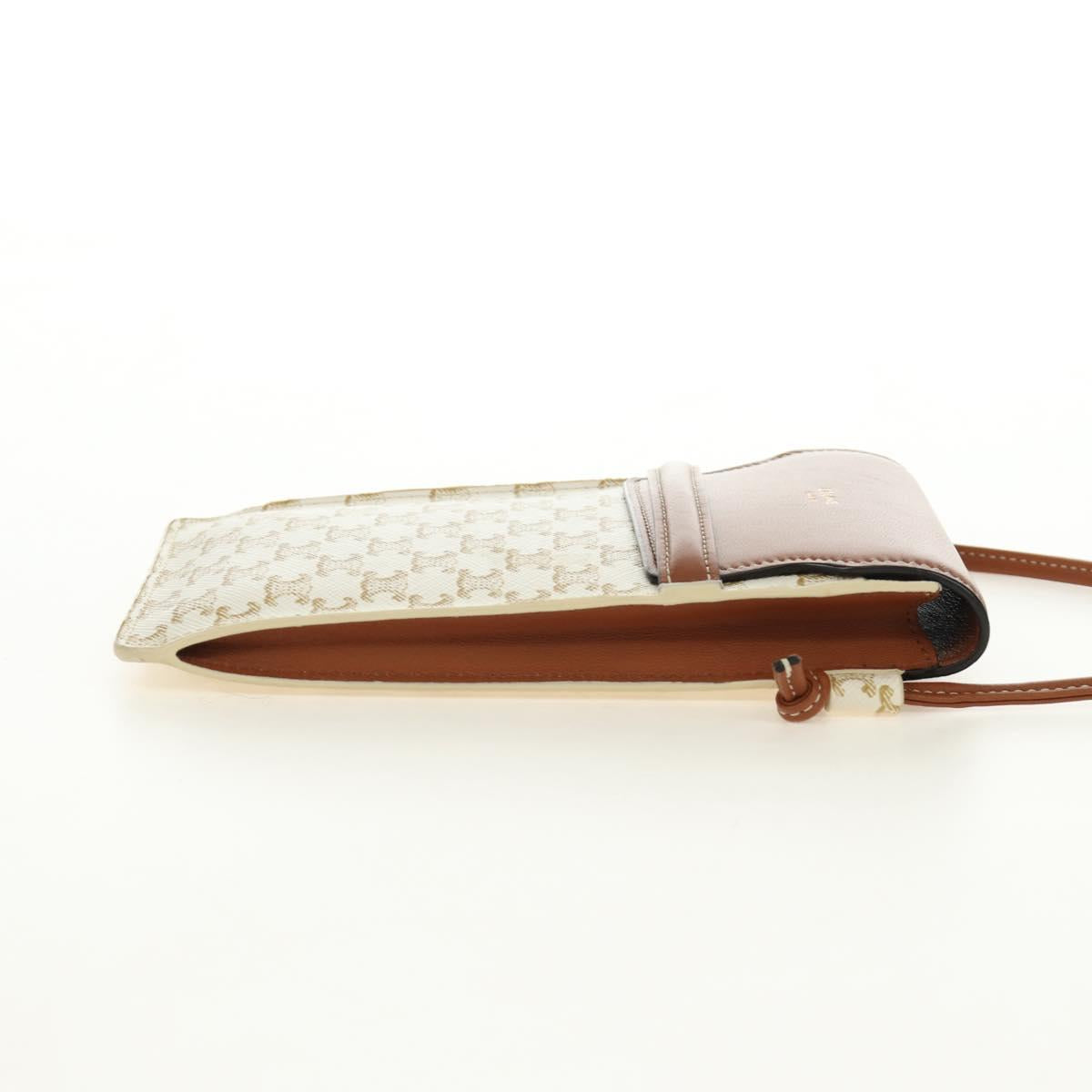 CELINE Triomphe Shoulder Pouch Shoulder Bag PVC White Auth 184044V