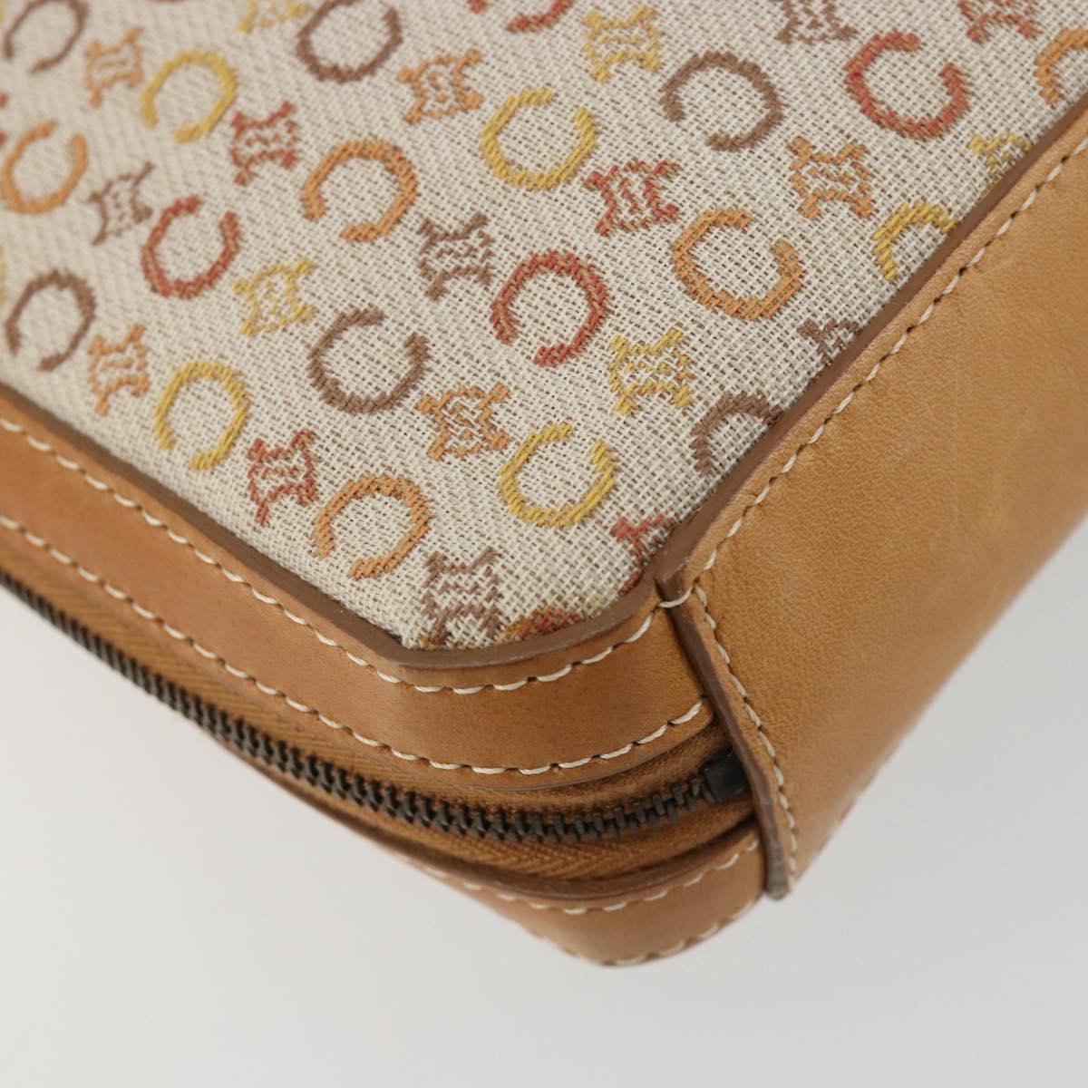 CELINE C Macadam Canvas Shoulder Bag Beige Gold Auth 184120A