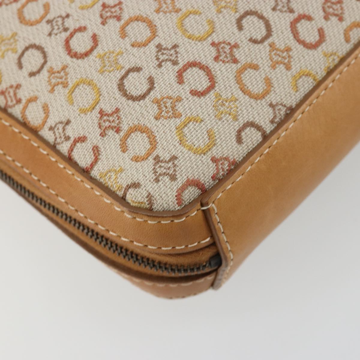 CELINE C Macadam Canvas Shoulder Bag Beige Gold Auth 184120A